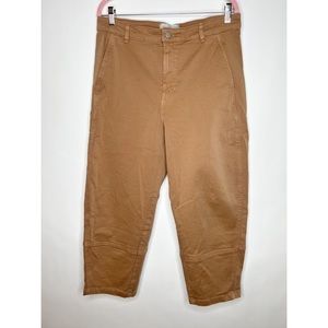 Everlane Utility Barrel Pant Tan Brown High Rise Cotton Cropped Neutral Size 14